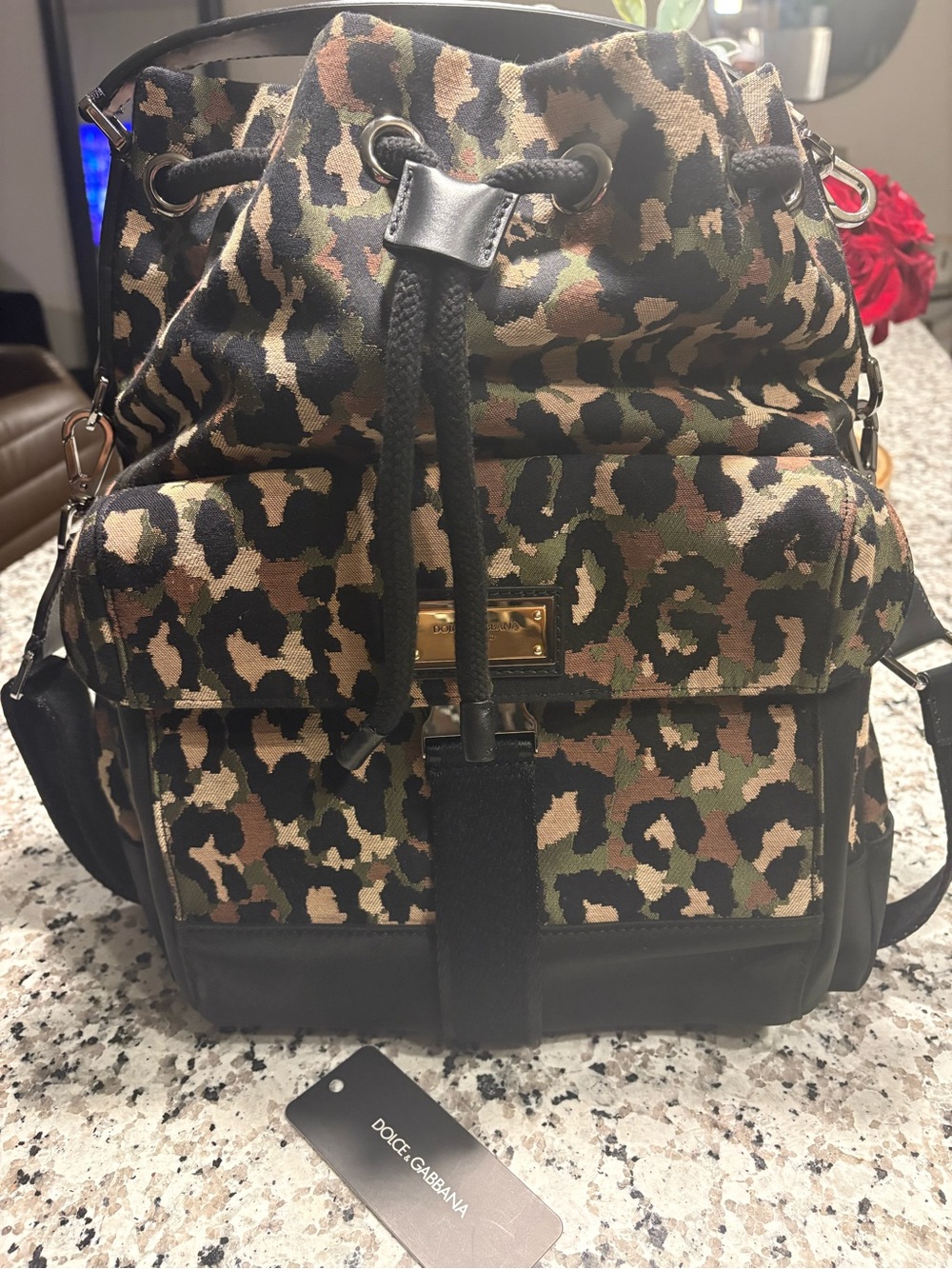 Dolce & Gabbana Camouflage Drawstring Backpack - Green/Black/Brown